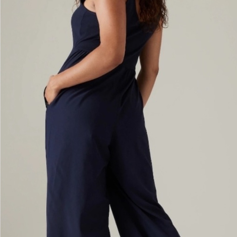 Athleta Navy Wide-Leg Jumpsuit